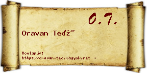 Oravan Teó névjegykártya